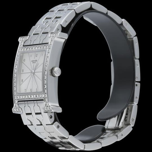 Montre Hermès Heure H - Montre femme quartz en acier, lunette diamants 58 Facettes MT41665