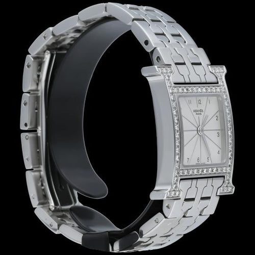 Montre Hermès Heure H - Montre femme quartz en acier, lunette diamants 58 Facettes MT41665