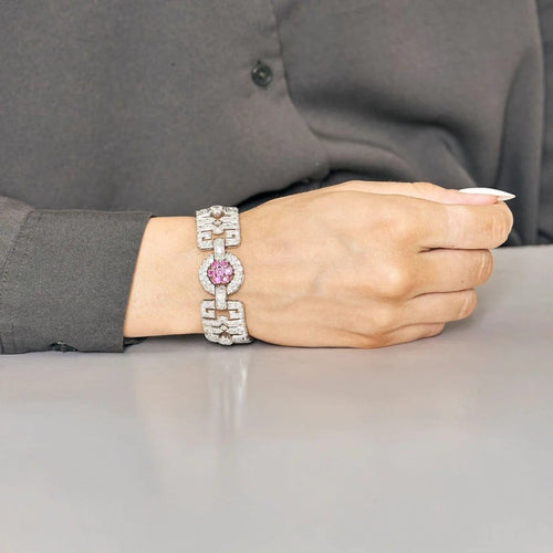 Bracelet Bracelet Art Déco, platine, diamants et rubis 58 Facettes 250257