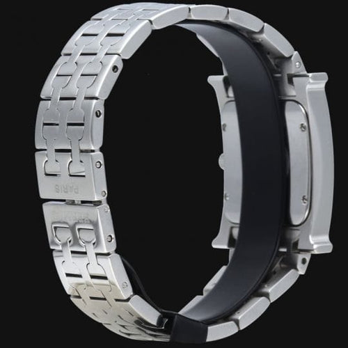 Montre Hermès Heure H - Montre en acier, cadran noir quartz 58 Facettes MT42230