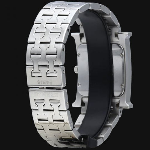 Montre Hermès Heure H - Montre en acier, cadran noir quartz 58 Facettes MT42230