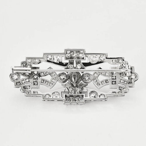 Broche Broche Art déco en or blanc, perle et diamants 58 Facettes 250301