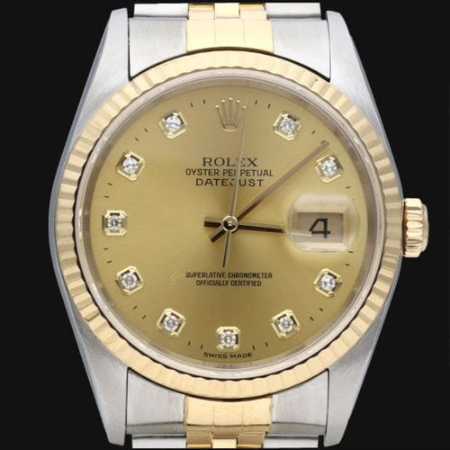 Montre Rolex Datejust - Montre 36 mm en or jaune et acier avec diamants 58 Facettes MT42528