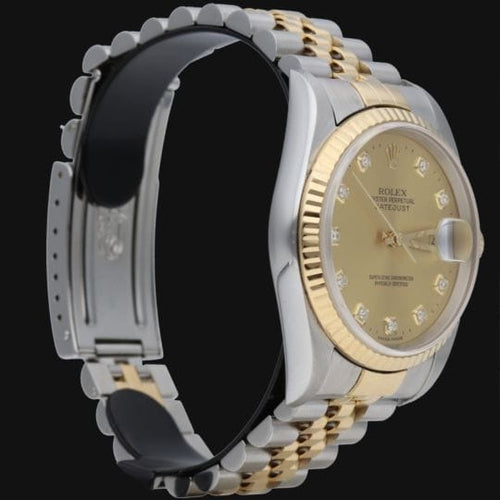 Montre Rolex Datejust - Montre 36 mm en or jaune et acier avec diamants 58 Facettes MT42528