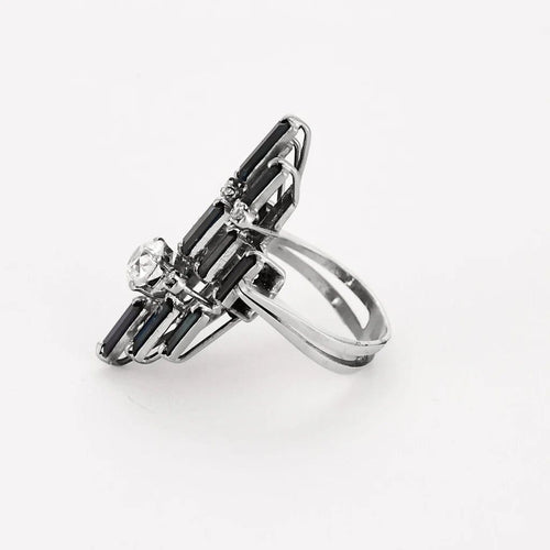 Bague 56 Bague moderniste or blanc, saphir et diamant 58 Facettes B250342