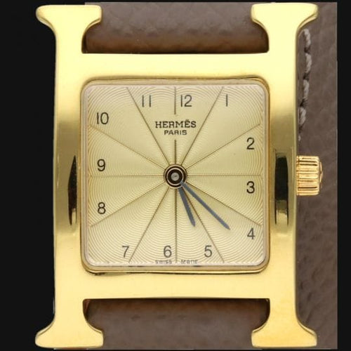 Montre Hermès Heure H - Montre femme à quartz 25 mm plaquée or 58 Facettes MT43495