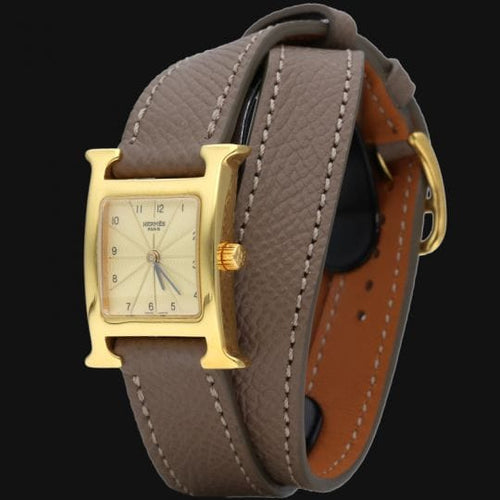 Montre Hermès Heure H - Montre femme à quartz 25 mm plaquée or 58 Facettes MT43495