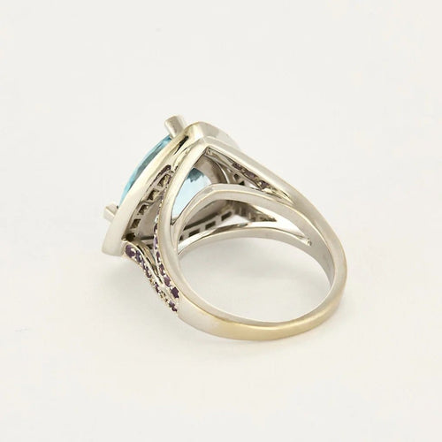 Bague 54.5 Mauboussin  Tellement Subtile pour Toi bague en or blanc, aigue marine, saphirs et améthyste 58 Facettes B250515