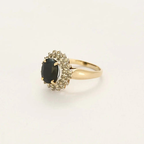 Bague 56 Bague en or jaune et or blanc, saphir et diamants 58 Facettes B250591
