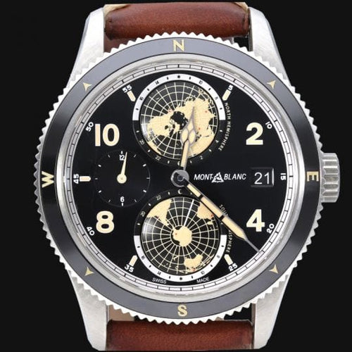 Montre Montblanc 1858 Geosphere - Montre automatique homme en acier 58 Facettes MT44313