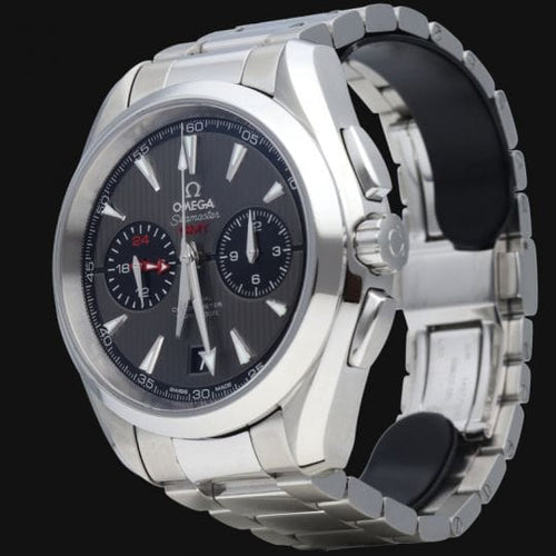 Montre Omega Seamaster Aqua Terra - Montre GMT chronographe 43 mm acier 58 Facettes MT44142