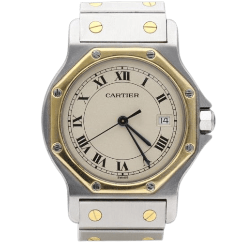 Montre Cartier - Montre Santos Ronde Octagon en or jaune 18K et acier 58 Facettes MT45329