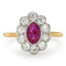Bague 54 Edwardian - Bague cocktail rubis et diamants en or jaune 18 ct et platine 58 Facettes VI-0003