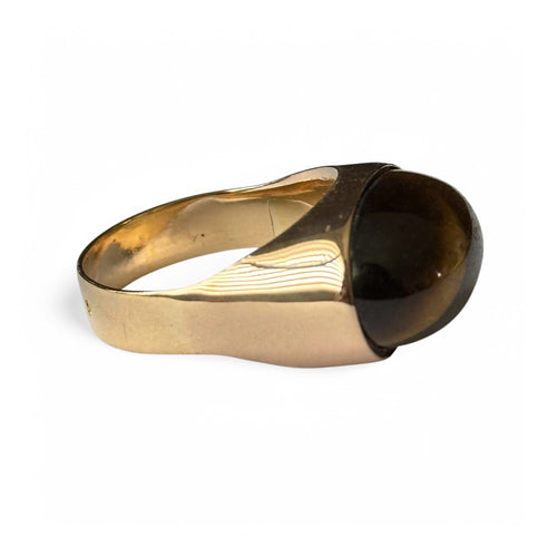 Bague 52 Bague chevalière œil de tigre en or jaune 18 carats 58 Facettes 347