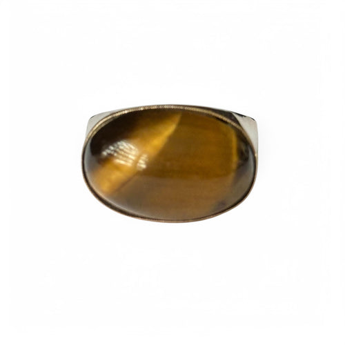 Bague 52 Bague chevalière œil de tigre en or jaune 18 carats 58 Facettes 347