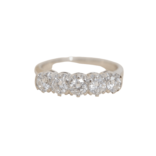 Montre Vintage - Demi-jonc mémoire en or blanc 585 avec 5 diamants 58 Facettes 2426