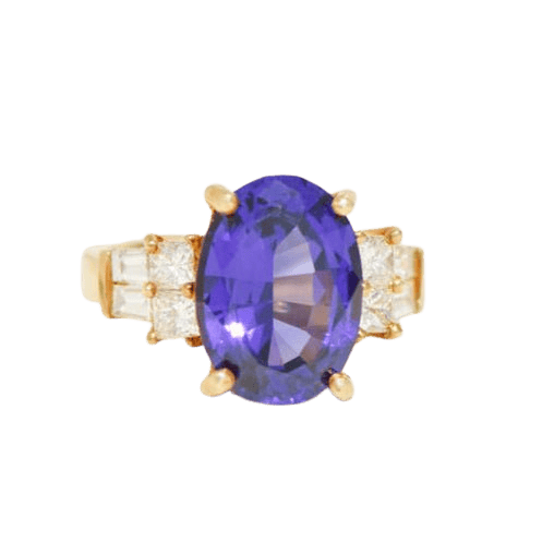 Bague 52 Vintage - Bague cocktail en or jaune 18K tanzanite et diamants 58 Facettes 2399