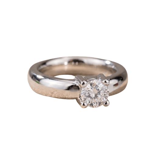 Bague 52 Solitaire - Bague en or blanc avec diamant brillant 58 Facettes 2343