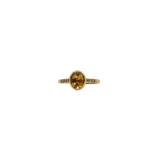 Bague 52 Solitaire - Bague en or jaune 18 carats et citrine ovale 58 Facettes
