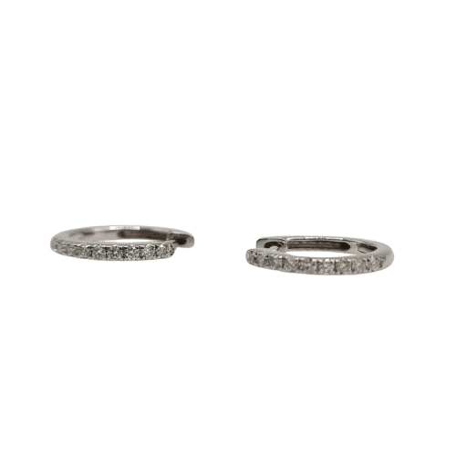 Boucles d'oreilles Créoles en or blanc 18 carats serties de diamants 58 Facettes