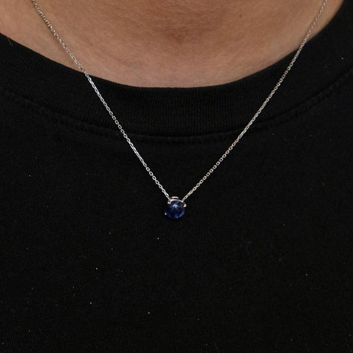 Collier Collier en or blanc 18 ct avec saphir 58 Facettes