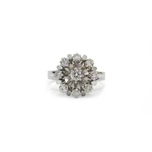 Bague 46.5 Bague marguerite en or blanc 750‰ et diamants 58 Facettes 260014SP