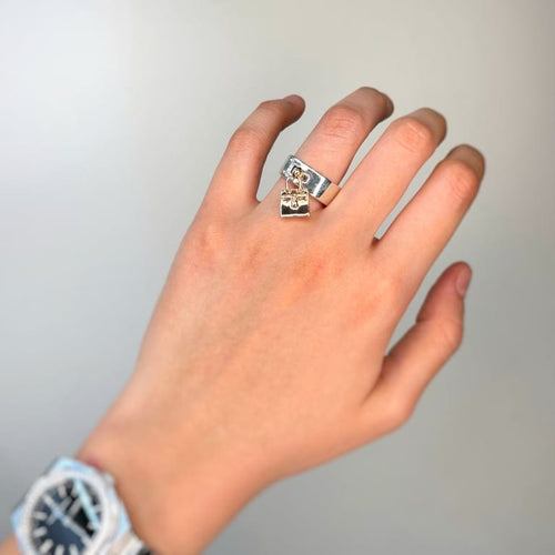 Bague 53 Hermès Amulettes - Bague en argent 925 et or rose 750 58 Facettes 260046R