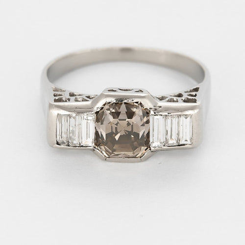 Bague 51.5 Bague en platine, diamant chocolat et diamant blanc 58 Facettes B250636