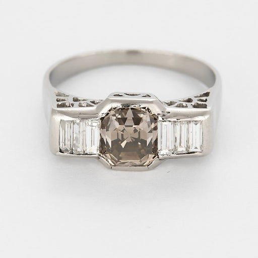 Bague 51.5 Bague en platine, diamant chocolat et diamant blanc 58 Facettes B250636