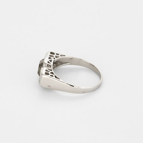 Bague 51.5 Bague en platine, diamant chocolat et diamant blanc 58 Facettes B250636