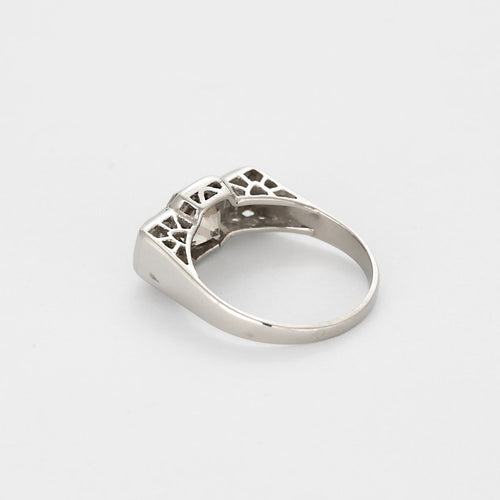 Bague 51.5 Bague en platine, diamant chocolat et diamant blanc 58 Facettes B250636