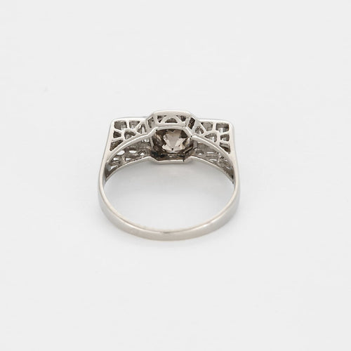 Bague 51.5 Bague en platine, diamant chocolat et diamant blanc 58 Facettes B250636
