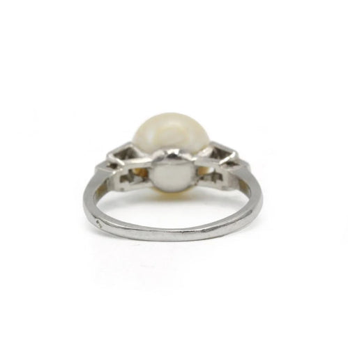 Bague 50 Art déco - Bague en platine 950‰ avec diamants et perle 58 Facettes 260016R