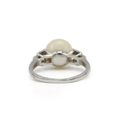 Bague 50 Art déco - Bague en platine 950‰ avec diamants et perle 58 Facettes 260016R