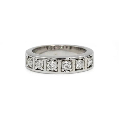Bague 54 Demi-alliance - Bague en or blanc 750‰ et diamants 58 Facettes 250472R
