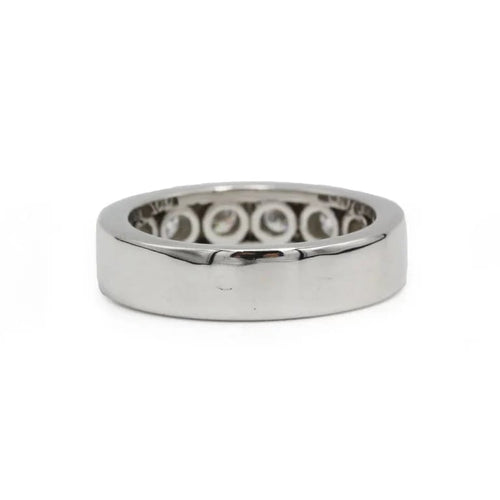 Bague 54 Demi-alliance - Bague en or blanc 750‰ et diamants 58 Facettes 250472R