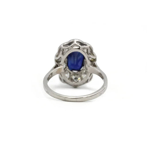 Bague 56 Bague marguerite - Platine 950, saphir et diamants 58 Facettes 250471R
