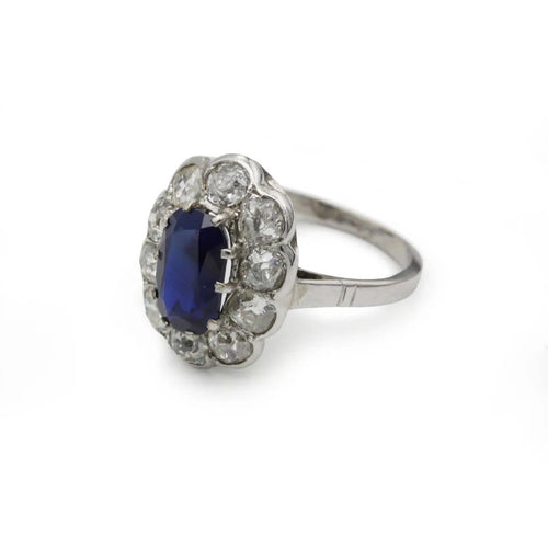 Bague 56 Bague marguerite - Platine 950, saphir et diamants 58 Facettes 250471R