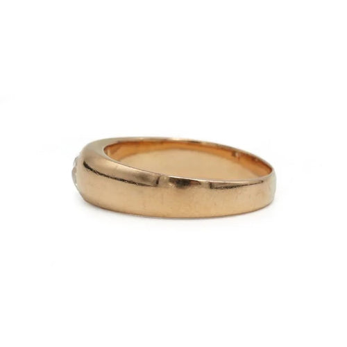 Bague 57 Bague jonc en or rose 750‰ sertie d’un diamant taille ancienne 58 Facettes 250465R
