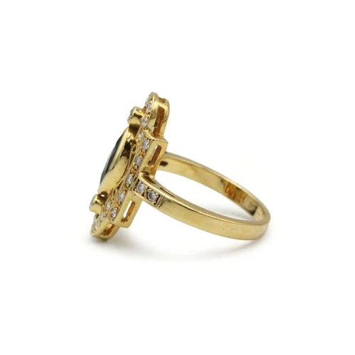 Bague 58 Bague marquise Art déco en or jaune 750‰, saphir et diamants 58 Facettes 250462R