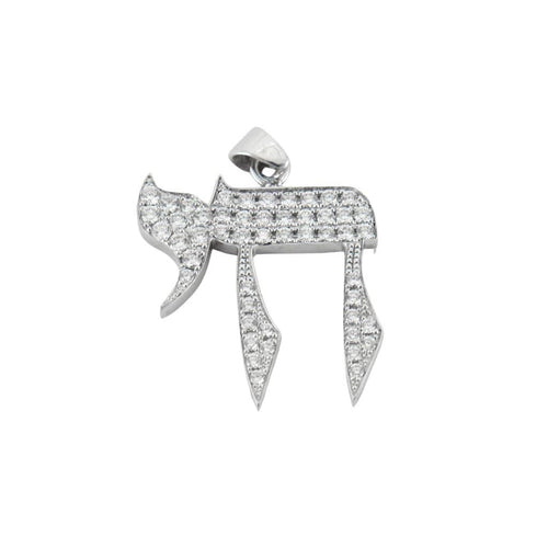 Pendentif Pendentif HAI - LA VIE or blanc diamants 58 Facettes