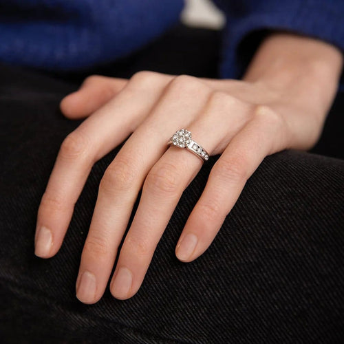Bague 48 Bague Or blanc et diamants 58 Facettes 150052-T91R