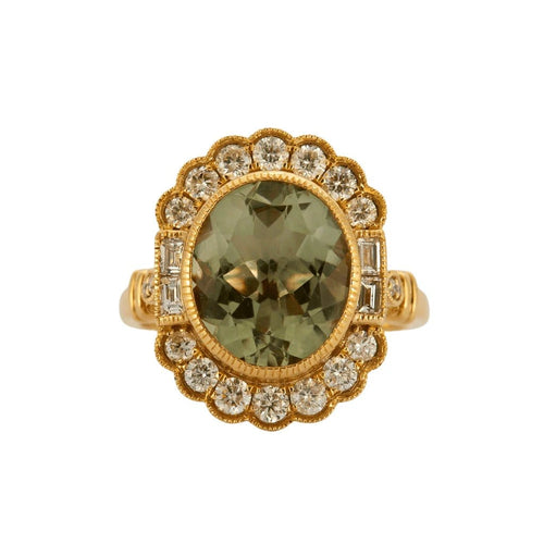 Bague 53.5 Bague or jaune 18 carats tourmaline et diamants 58 Facettes