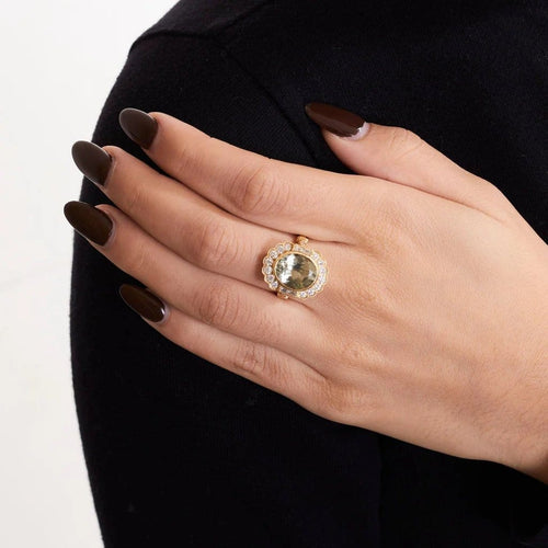 Bague 53.5 Bague or jaune 18 carats tourmaline et diamants 58 Facettes