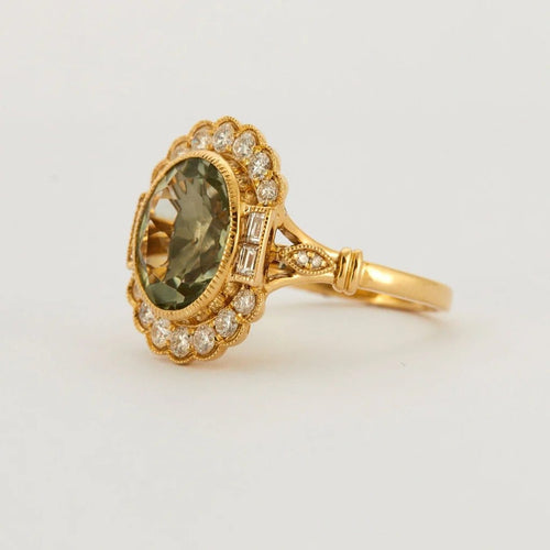 Bague 53.5 Bague or jaune 18 carats tourmaline et diamants 58 Facettes