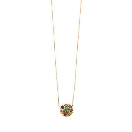 Collier Collier en or rose serti de saphirs multicolores 58 Facettes