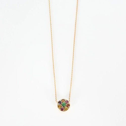 Collier Collier en or rose serti de saphirs multicolores 58 Facettes