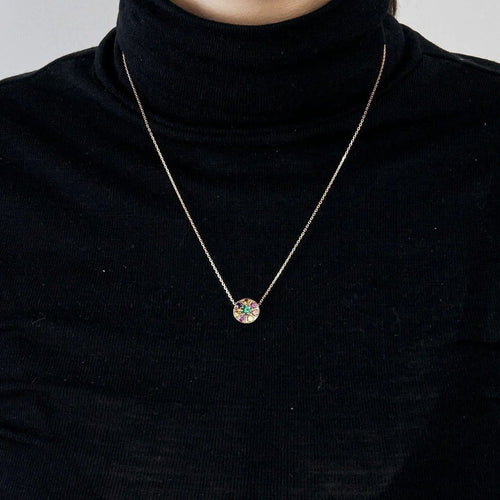 Collier Collier en or rose serti de saphirs multicolores 58 Facettes