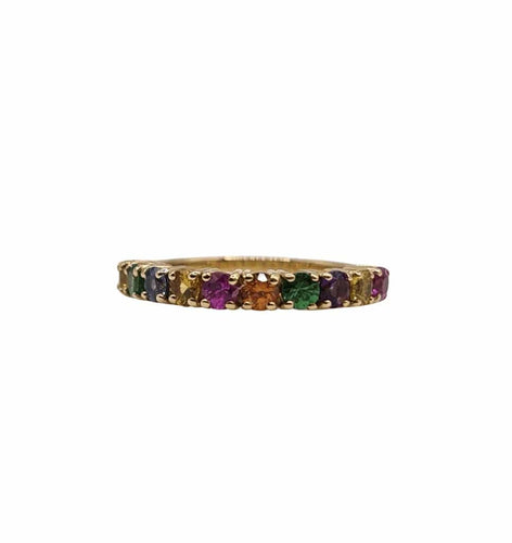 Bague 51.5 Bague en or jaune et saphirs multicolores 58 Facettes