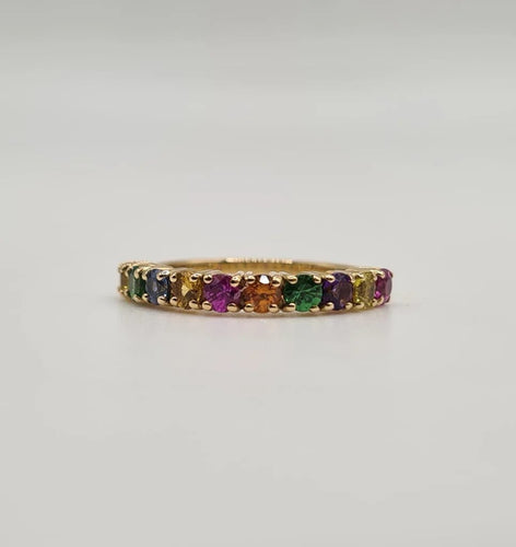 Bague 51.5 Bague en or jaune et saphirs multicolores 58 Facettes